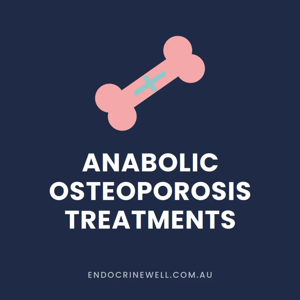 Illustration of a bone with the words anabolic osteoporosis treatments